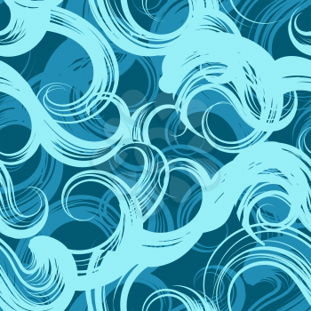Blue waves seamless pattern. Vector illustration
