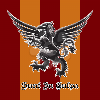 The griffin label or heraldry emblem. Only free fonts used.