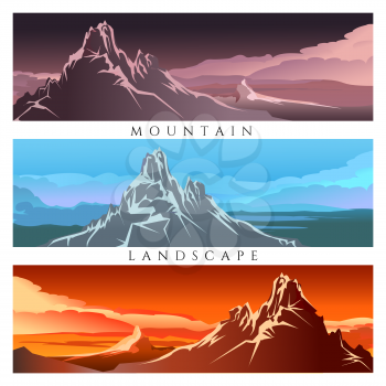 Set of mountain landscapes . Vector illustration 