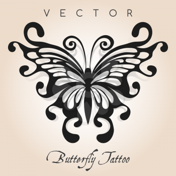 Fantasy butterfly in tattoo style. Vector illustration.