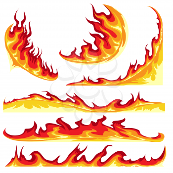 Fire Flame Colorful Element emblem Set. Vector illustration.