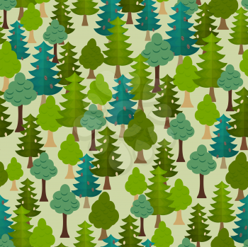 Seamless forest pattern. Cartoon tree. 