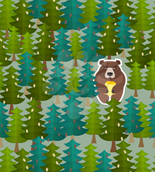 Bear forest seamless pattern. Vector illustration