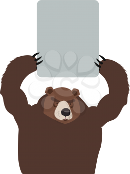 bear in the holding plate text. Vector
