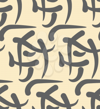 Hieroglyphs abstract seamless pattern. Ancient writings in unknown language. Vector background
