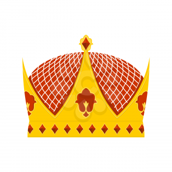 Golden Royal Crown with precious stones on a white background. Hat for  King. Vector illustration Royal accessory.
