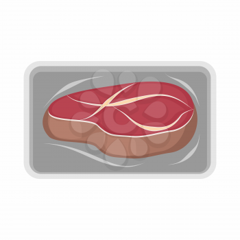 Meat packaging. fresh steak.Vector illustration of beef
