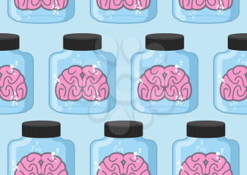 Pink brains jar seamless pattern. Vector illustration
