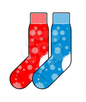 Socks winter with snowflakes for Christmas gifts. Vector illustration of clothing.

