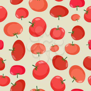 Tomato seamless pattern. Vegetable vector background red tomatoes
