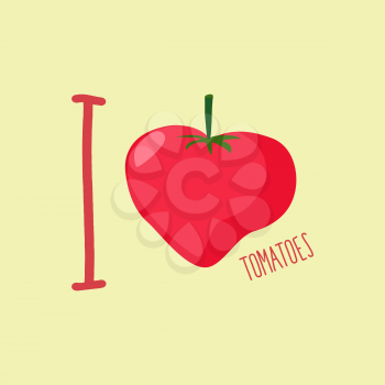 I love tomatoes. Heart of red tomatoes. Vector illustration
