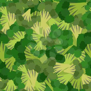 Broccoli pattern. Seamless background with green broccoli. Vector texture
