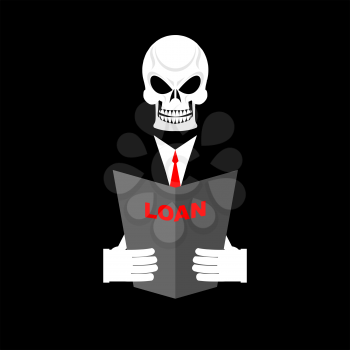 Death in Office suit with a loan. Your personal Manager is death. Vector illustration.
