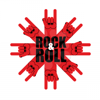 Rock and roll logo. Star of rock hand sign. Template logo for  musical hard rock festival.
