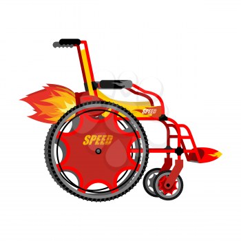 High-speed wheelchair. Chair for disabled with Turbo acceleration. Turbo turbine and engine fire. Chair for speed. Pushchair for disabled person.  Turbocharger for racing