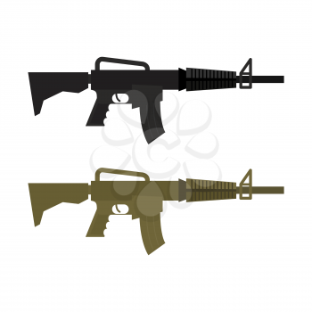 Army Military machine gun. Set of two martial infantry weapons. Rifles soldier of special squad. Vector illustration