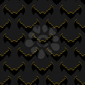 Bats background. Flock of flying bloodsuckers seamless pattern. Terrible Night and winged animals. Texture for dreaded holiday Halloween.