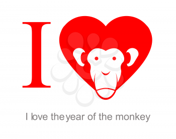 I love the year of the monkey 2016. Symbo heart as red monkey. Monkey symbol of new year by Oriental horoscope.

