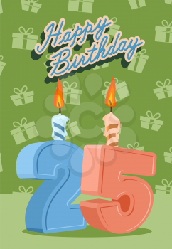 25 years celebration, 25nd happy birthday. Vector illustration