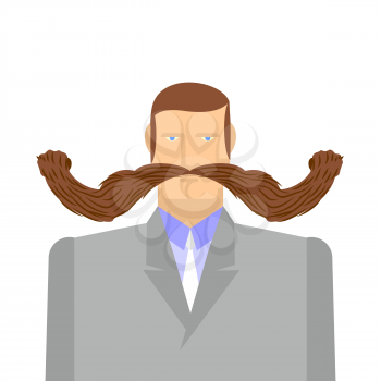 Man with mustache. Barbel. Big and heavy mustache. A middle-aged man in a suit. Vector illustration of a person.
