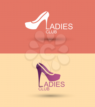 logo of the stylized women's shoe. Concept for a women's Club. Vector illustration template design.