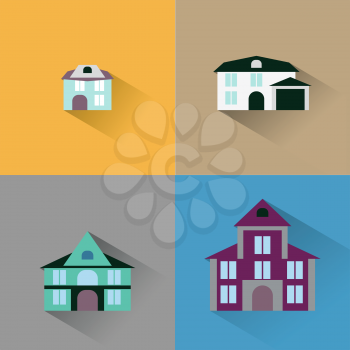  set  house. Buildings icon vector illustration logo
