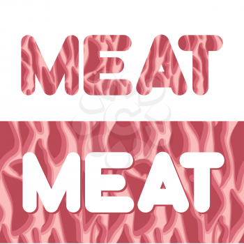 Meat. Letters from texture of fresh meat. Raw red pork, beef.