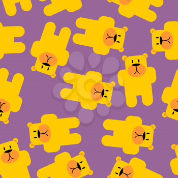 Yellow bear Mamey seamless pattern. Yellow bear in purple jelly. Cute beast texture for baby tissue.
