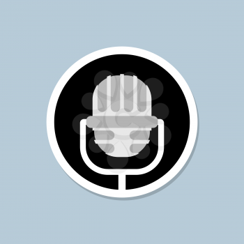 Retro microphone icon. Device for lead. Accessory for performances.