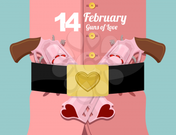14 February. Valentines day. Military clothing and a strap with buckle. Gold heart belt buckle. Arms of love. Army of love. Gun loaded hearts. Love gun