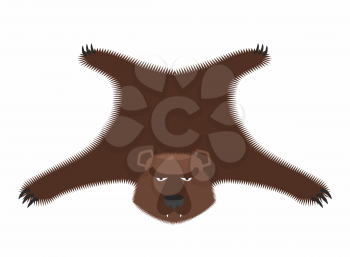 Bear pelt. Big brown bear Grizzly hide. Hunting trophy. Vector illustration

