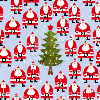 Christmas pattern. Santa Claus and Christmas tree seamless background. Feast of texture.
