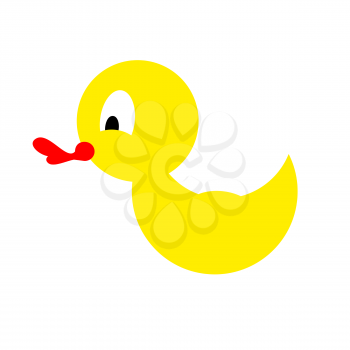 Bathing duck on a white background. Yellow rubber duck for kids. Vector illustration of toys.
