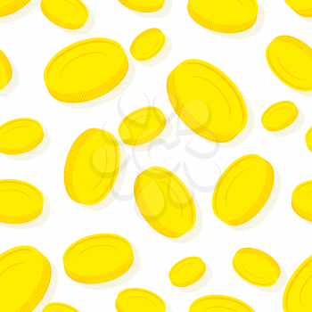 Gold coins seamless pattern. Vector background money and wealth.
