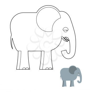 Elephant coloring book. Big Animal of jungle with long trunk. African wild beast.
