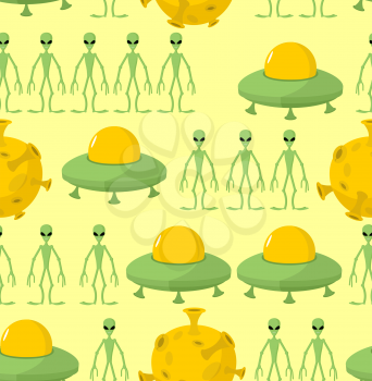 UFO and alien seamless pattern. Vector background
