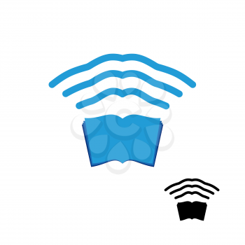 Wi fi book. Wireless transmission of knowledge. Remote access information. Wifi Internet book.  Wi-fi Icon baggage cognition flat icon. Information Waves go from log.
