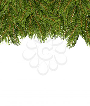 FIR branches on white sheet. Christmas background for congratulations. Tree tree and place for your text.
