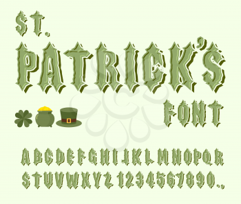 St. Patrick font. Set of letters and numbers for holiday in Ireland. Gothic font. Celtic alphabet

