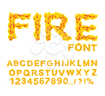 Fire font. Burning ABC. Flame Alphabet. Fiery letters.  Hot typography. blaze lettring
