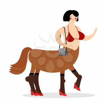 Centaur prostitute. Woman horse. Mythical whore
