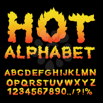 Hot Alphabet. Flame font. Fiery letters. Burning ABC. Fire typography. blaze lettring
