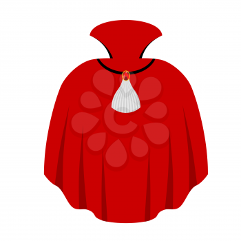 Red cape Dracula isolated. mantle Vampire white background. Mythical clothing

