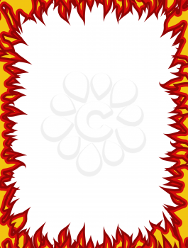Fire frame. Flames on edges. Flame background
