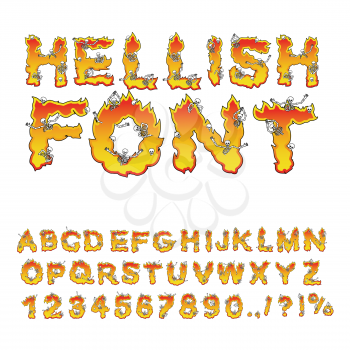 hellish font. inferno ABC. Fire letters. Sinners in hellfire.  Hell Alphabet. Scrape down flame for sins. torture skeletons
