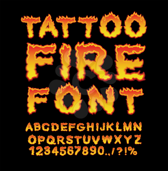 Tattoo Fire font. Flame Alphabet. Fiery letters. Burning ABC. Hot typography. blaze lettring
