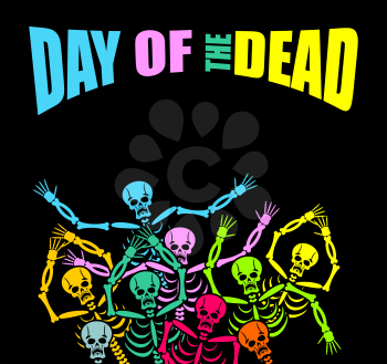 Day of the Dead Multicolored skeleton. color Skull. Dead background for national holiday in Mexico. Mexican terrible feast
