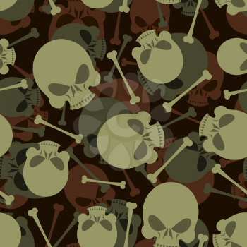 Skull and Bones military pattern. Skeleton army ornament. Death camouflage texture
