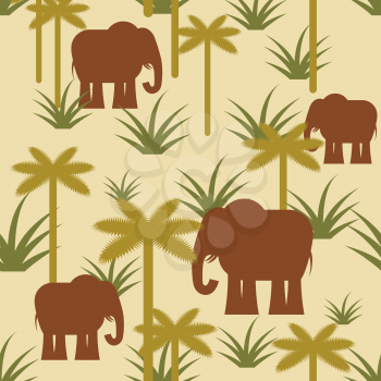 Elephant and palm Military camouflage background. Protective African seamless pattern. Savanna Army soldier texture for clothes
