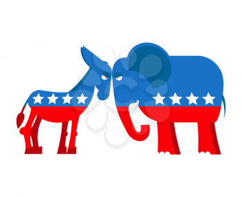 Donkey and elephant symbols of political parties in America. USA elections. Democrats against Republicans. Opposition to American policy. democratic donkey and republican elephant. USA symbol of polit